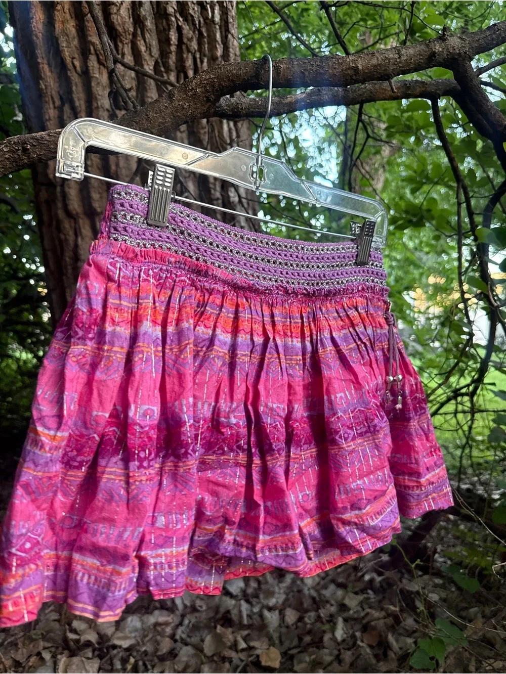 Justice Pink and Purple Sparkle Smocked Tiered Skirt